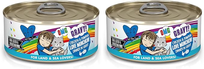 Weruva B.F.F. OMG - Best Feline Friend Oh My Gravy!,Love Munchkin! with Chicken & Pumpkin in Gravy Cat Food,5.5oz Can,(Pack of 16)