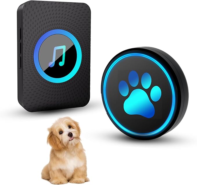 Dog Door Bell for Potty Training, Smart Wireless Doggie Doorbell to Go Outside, 1000 Feet Long Range with IP65 Waterproof Super-Light Touch Button, 60 Melodies & Adjustable Volume (1Black)