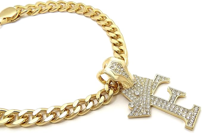 Initial Letter Cuban Chain Dog Chain Pet Chain Pet, Cat, Puppy Chain (20", F)