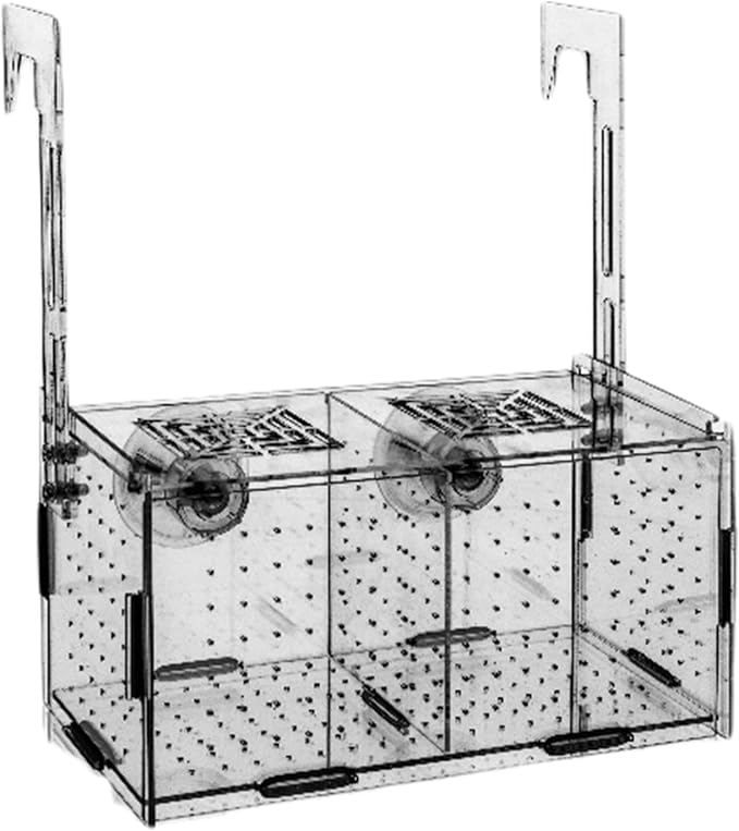 Breeding Box for Fish Tank, Fish Breeding Box, Transparent Insulation Breeder 8x4x4 Detachable Acrylic Small Tank with Suction Cups for Shrimp, Clown, Guppy