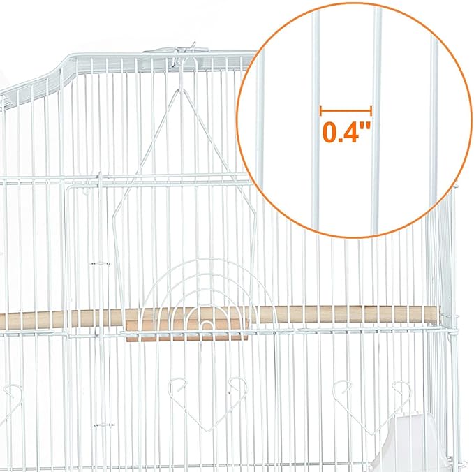 Topeakmart Open Top Medium Parrot Flight Bird Cage for 2 Parakeets, White