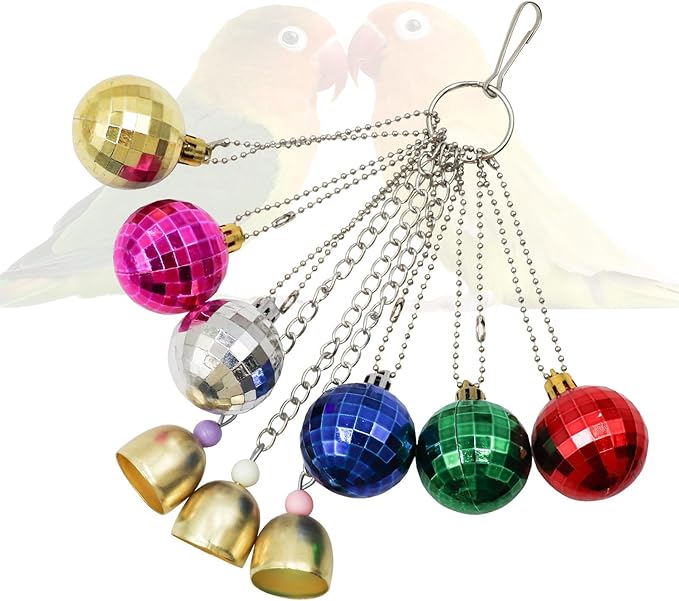 Bird Toys - Parrot Ball With Bells, Colorful Chewing Toys, Cage Accessories for Parakeets, Cockatiels