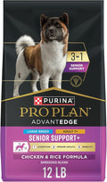 Purina Pro Plan AdvantEDGE Senior Support Plus Large Breed Shredded Blend Chicken and Rice Formula Dry Dog Food - 12 lb Bag