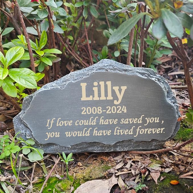 Personalized Pet Memorial Stones with Any Message, Mountain Shape Garden Memorial Stone for Pet Dog Cat Headstone, Dog Tombstone, Pet Grave Marker, Pet Memorial Plaque Outdoor