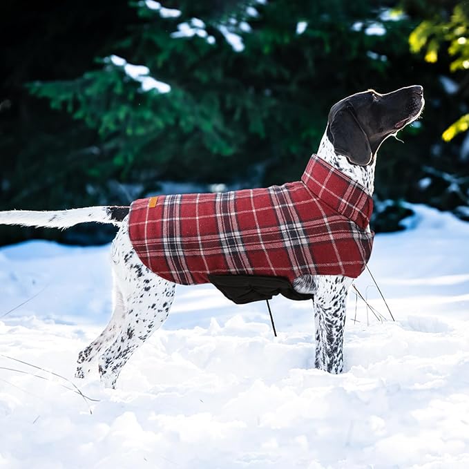 Kuoser Warm Dog Coat, Waterproof Dog Jacket for Extra Large Dogs, Adjustable Durable XL Doggie Winter Coat Reversible Cozy Puppy Cold Weather Apparel from Small to Large Breed, Red XL