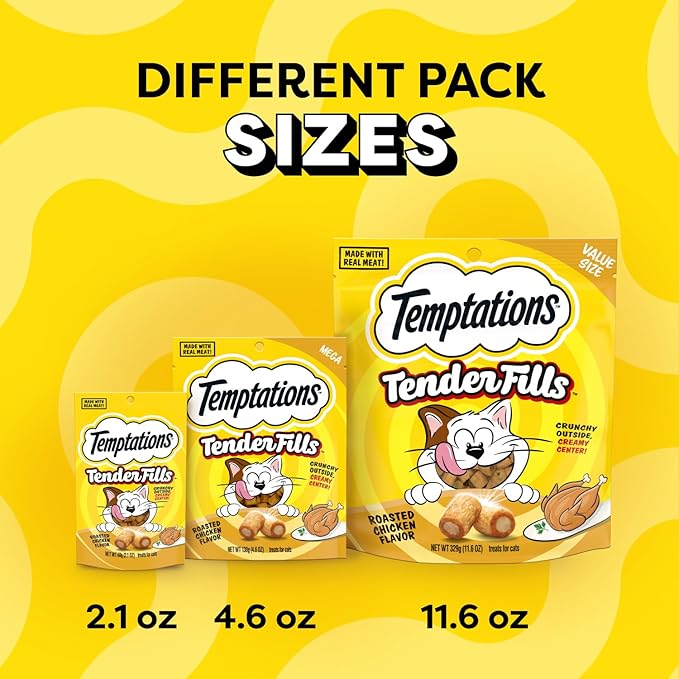 Temptations Tender Fills Crunchy and Soft Adult Cat Treats,Roasted Chicken Flavor,11.6 oz. Pouch,(Pack of 2)