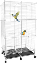 49-inch Large Bird Cage with Wheels for Parrots and Small Birds – 3-Tier Metal Parakeet Cage with Stand, Lockable Door, Removable Tray – Indoor Outdoor Rolling Birdcage for Home or Garden