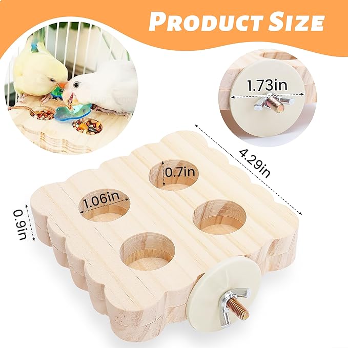 Mygeromon Bird Foraging Toys Wooden Parakeet Feeder Perch Cage Accessories for Small Parrots/Budgie