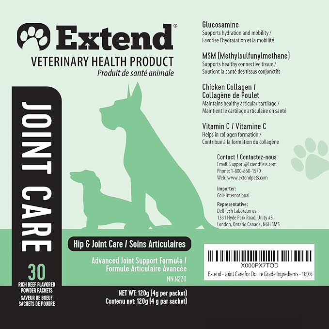 Extend Joint Care for Dogs - Hip and Joint Supplement Powder - Glucosamine for Dogs - Joint Pain Relief - MSM - Mobility & Flexibility Support - Advanced Joint Health - Made in USA