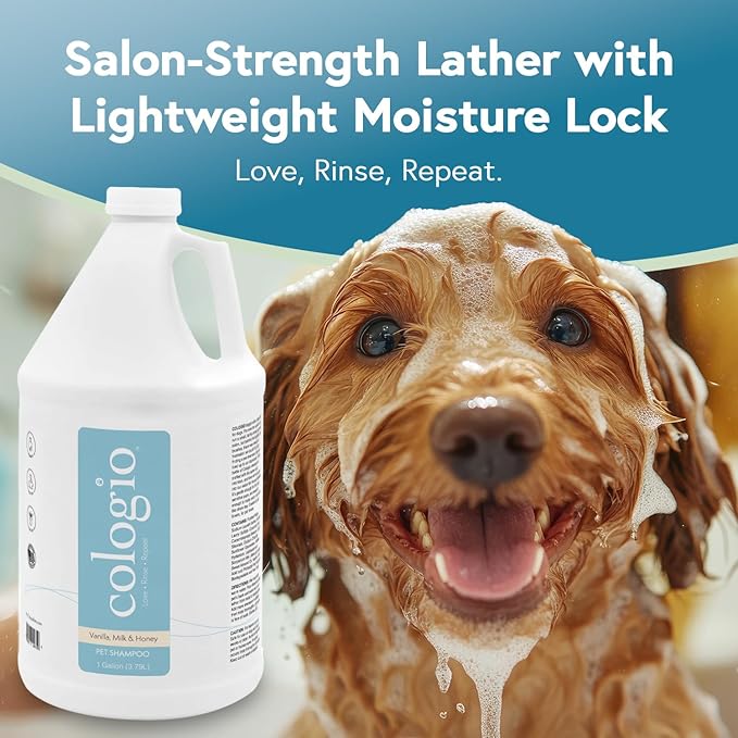 Dog Shampoo with Manuka Honey, Moisturizing Dog Shampoo for Sensitive and Dry Itchy Skin, Shampoo for Dogs with Allergies and Dry Skin, Odor Eliminator, Paraben-Free, Made in USA 1 Gallon