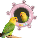 Bird Mirror Toys for Cage,Parakeet Rotating Sound Wheel Toy,Budgie Training Colorful Interactive Chew Toys for Canaries Lovebirds Conures Cockatiels cage Accessories (2, Pink)