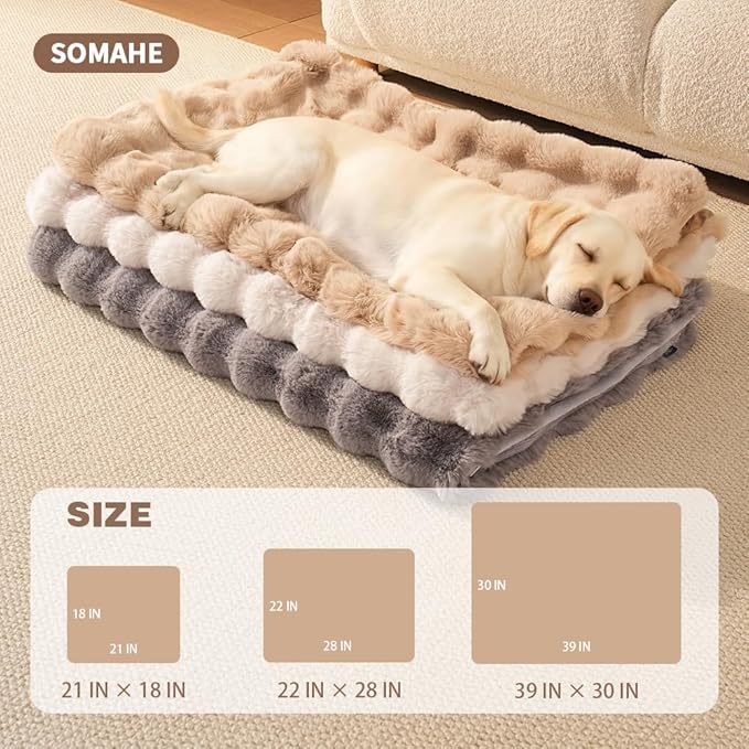 Dog Blanket Self-Warming Throw for Medium & Large Dogs, Dual-Side Sherpa Plush, Thick Crate Bed Cover & Car Seat Mat, Anti-Static Machine Washable No Shrink, 39x30 Inch Coffee