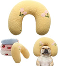 U-Shaped Calming Pillow for Cats and Dogs - Super Soft Plush Fabric, Cozy Headrest, Neck Support for Deep Sleep, Kitten Headrest, Pet Bed (Yellow)