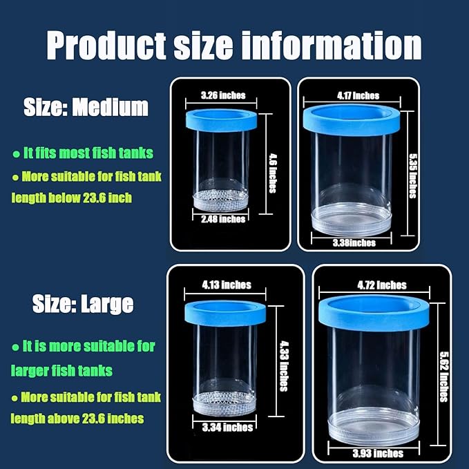 Breeder Box for Fish Tank, Plastic Aquarium Breeding Chamber, Floating Mesh Isolation Hatchery Incubator for Small Fish, Betta Shrimp Clownfish Guppy - Adjustable Nursery Tank Divider (Blue, Medium)