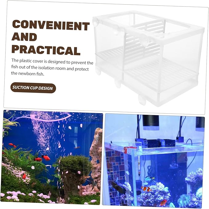 2Pcs Fish Tank Breeding Box with Suction Cup Aquarium Isolation Net and Partition Large Capacity Fish Hatchery Incubator for Separating Fish and Improving Survival Rate