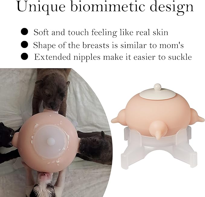 Doggiema puppy's feeders Nipple Feeder Puppy Feeding Milk replacer Nursing Station puppy's Bottles Dongdong pet (M Size Bowl Small Dog)