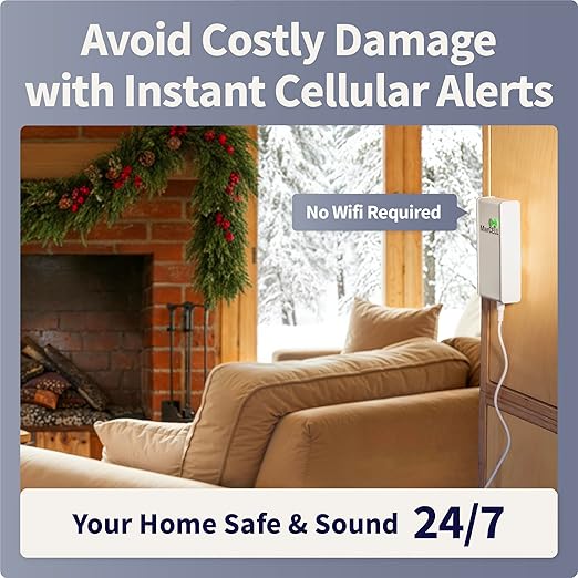 MarCELL Home/Cottage Watch Bundle (Verizon) - Vacation Home Temperature Monitor, Humidity & Power Monitor - Made in The USA with Included Water Leak Detectors (sPucks) - 24/7 Instant Alerts