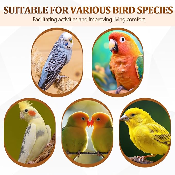 Sintuff 8 Pcs Bird Perches for Cage Accessories, Wooden Perch Rods Replacement with Double Head Slots, 0.6 Inch Diameter Natural Wood Stand for Parrot Macaw Cockatoo Parakeet(18 Inches)