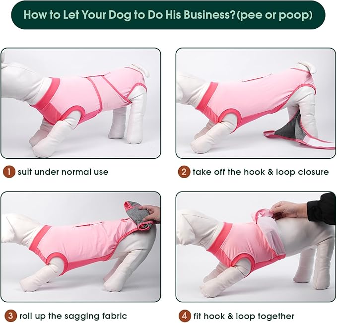 Kuoser Recovery Suit for Dogs, Soft Dog Spay Suit for Female Surgery Recovery, Breathable Dog Neuter Recovery Suit Male, Anti Licking Dog Onesie for Abdominal Wounds Cone Alternatives, Pink M