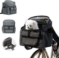 Dog Bike Basket, 12.5 x 11.4 x 15.3 Inches Bike Basket Front Dog Carrier, Expandable Foldable Soft-Sided Dogs Carrier, Universal Fit Cat Dogs Pet Bikes Baskets for Travelling, Camping, Walking (Gray)