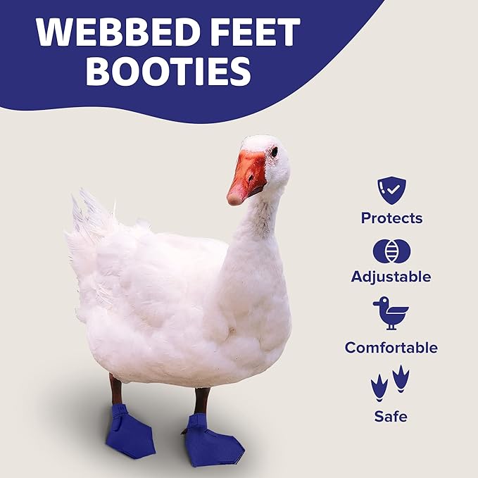 Duck Shoes for Injured Feet – Protective Neoprene Footwear for Ducks, Protective Shoes for Birds with Injured feet, Bumblefoot Relief - Large, 4.5” Max. Inside Width - Navy
