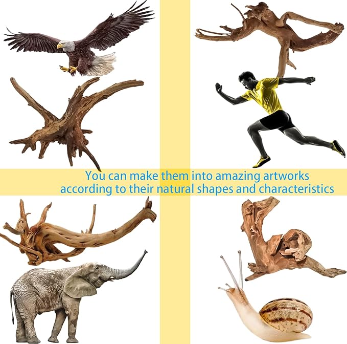 Vmiapxo 8 Pieces Natural Driftwood for Aquarium Decor, Assorted Sinkable Spider Wood, Reptile Drift Wood Branches Fish Tank Decorations (4''-6'')