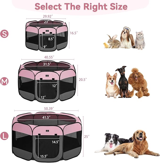 Portable Indoor Dog Playpen for Small Dogs & Puppies by A 4 Pet – 29.92" Pop-Up Soft Puppy Playpens with Bowl, Waterproof Floor, Calm Safe Space for Home, Travel & Daily Use