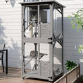 OFIKA Outdoor Catio Cat Enclosure with Waterproof Roof,Platforms,Upgraded Resting Box, 70.4’’cat Houses & Condos on Wheels for Outdoor Patio,Cat Window Box,Scratching Post（Grey0）