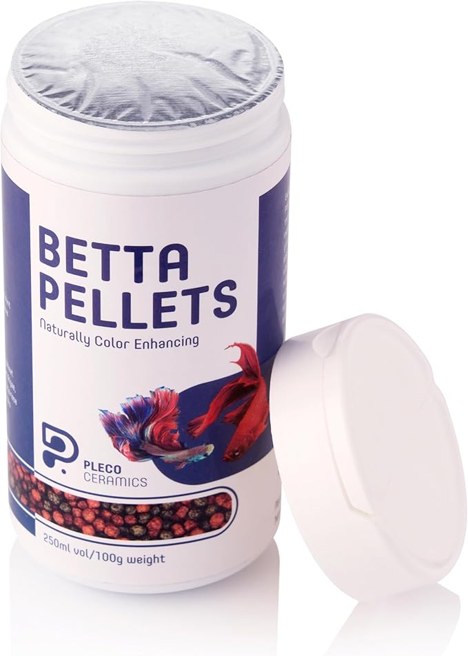 Plecoceramics Betta Fish Pellets Extreme Color, Complete Nutrition Plus Color Boost, Enhancing Floating Food Betta Fish (3.5 oz / 100 g)