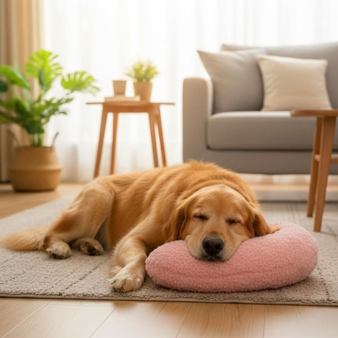 U-Shaped Pillow for Pets Cat Calming Pillows Indoor Pet Soft Fluffy Cat Dog Bed Anxiety Relief Half Donut Cuddler with Cute Embroidery Pattern Pet Neck Pillow for Cats Dogs Other Pets