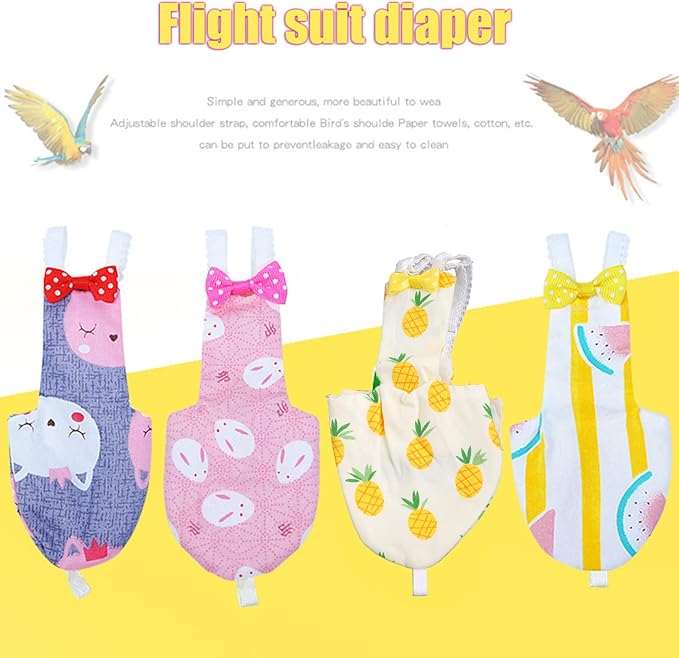 Bird Parrot Diaper Flight Suit Nappy Clothes for Green Cheek Conure Parakeet Cockatiel for Pigeon Small Medium Birds 4 S, 10* 10* 1cm, Dark Brown