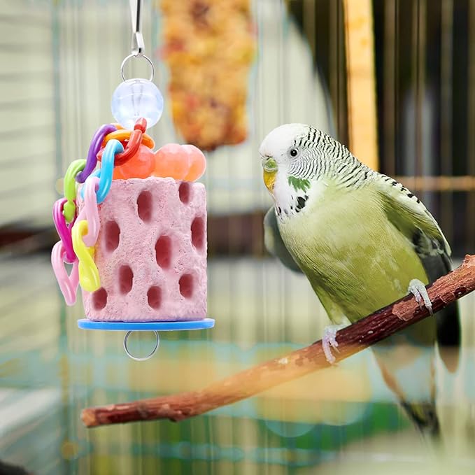 Wontee Bird Beak Grinding Parakeet Treats Bird Calcium Chewing Toy for Budgies Parakeet Cockatiel Conure Hamster (Random Color) (Small (1 pc))