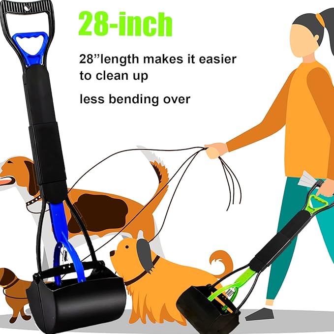 2-Piece ofPooper Scooper for Large Small Dogs Heavy Duty, Long Handle Poop Scoop for Yard, Grass, Gravel, Dog Poop Grabber with High Strength Material and Durable Spring