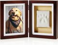 Pearhead Pet Paw Print Memorial Frame with Clay Imprint Kit, Dog & Cat Pawprint Keepsake Wood Photo Frame, DIY No Bake Paw Print Kit, 4x6 Picture Display, Espresso Brown