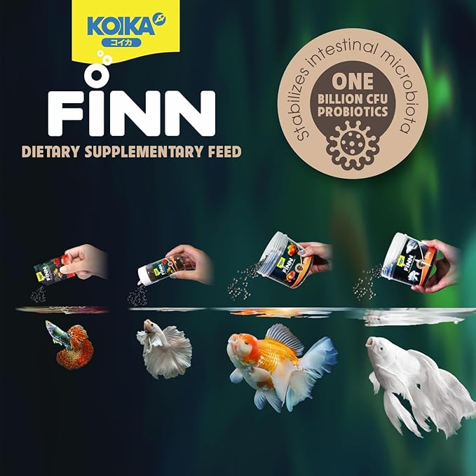 KOIKA FINN Probiotic Fish Food Pellets for Ornamental Fish, 43% Protein with Bacillus Probiotics, Supports Digestion and Immune Health for Daily Feeding (250g, Koi Carp - 4.0mm Pellets)