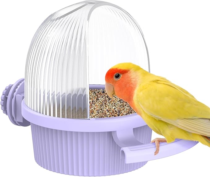 Pawfly No Mess Bird Feeder with Water Dispenser, Food and Water Bowl for Parakeet, Parrot, Cockatiel, Budgie and Lovebird