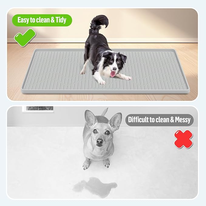 Pee Pad Holder for Dogs, 27" x 27" Silicone Pee Tray Mat High Edge, Leak-Proof, No Spill Pet Pad Holder for Puppy, Cat, Rabbit, Training Pads for Floor Protection, No Pee Pads