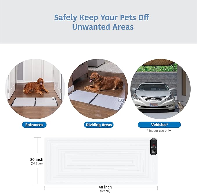 SVD.PET Pet Training Mat with Tester, 48" X 20", Pet Shock Pad, Dogs & Cats Electronic Repellent mat for Indoor, 3 Training Modes, 5 Levels, Pet Safe Mode (Black Controller)