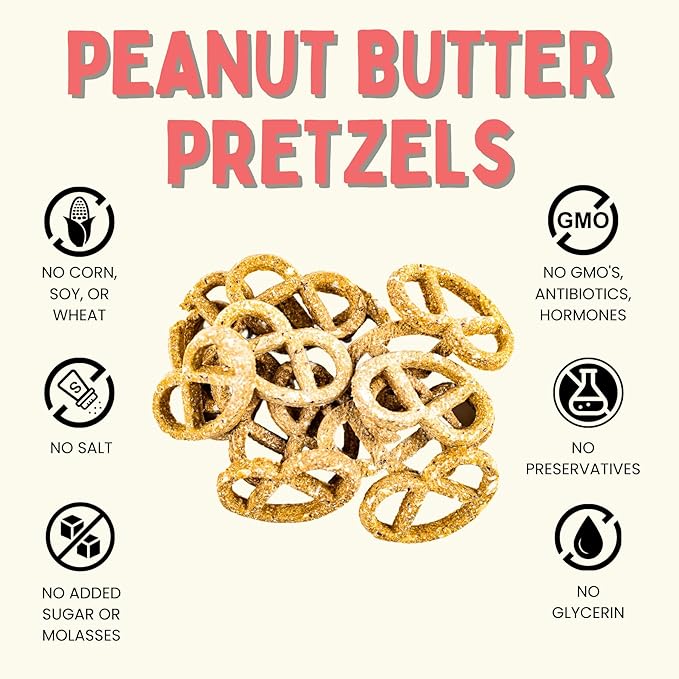 Winnie Lou Organic Dog Treats – Natural Biscuits, USA Made, Organic Ingredients, Clean, sensative Stomach, Small Breed, Large Breed, high Protein, Hypoallergenic, Peanut Butter Pretzels (Pack of 2)