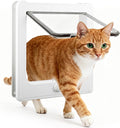 NAMSAN Cat Door Interior Door, White, Flap Opening 7.1" x 7.3", 4 Way Locking Cat Door for Exterior Door, Weatherproof Pet Door for Kitten Small Dogs, Cat Flap Doors for Wooden/Metal Door, Window