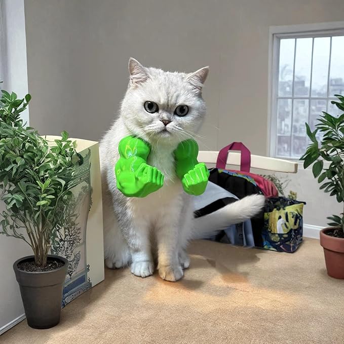 3D Printed Cat Muscle Arms, Halloween Cat Costume Accessory Neck Arms for Pet Cosplay, Lightweight Muscular Arms for Cats Birthday Party Supplie, Halloween Unique Costume Prop for Pets (Green)