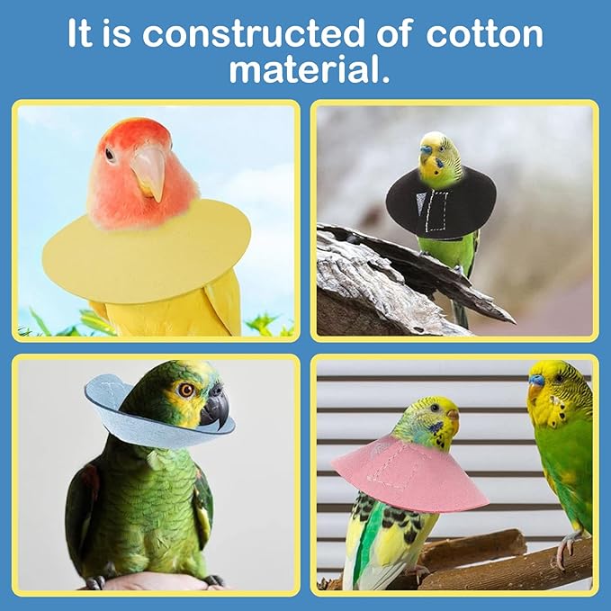 4Pack Bird Cone Collar, Anti-Grab Feather Plucking Wound Healing Safety Elizabethan Collar, Protective Recovery Cones for Budgerigar Cockatiel Lovebirds Cockatoo Parrots (L)
