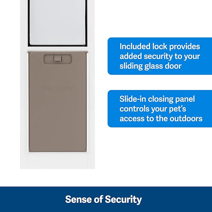 PetSafe 2-Piece Sliding Glass Pet Door - No-Cut DIY Install Doggy Door for Renters - Aluminum Frame - Adjustable Height 75 7/8" to 81" - Ideal for Medium Dogs Up to 40 lbs