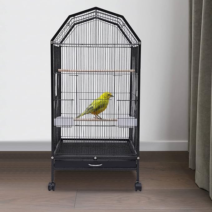18.1x18.1x39.9inch Indoor Bird Cage, Parakeet Birds Cage with Rolling Stand, Open Top Parrot Cage, for Cockatiel, Parakeet, Budgie, Finch, Lovebirds