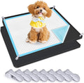 Dog Pee Pad Holder, 2 Pack Dog Potty Tray Silicone Puppy Pad Holder Tray Fits for 24" x 24" Training Pads, Puppy Potty Tray with 8 Clamps No Spill Raised Lip High Edge for Floor Protection (Black)