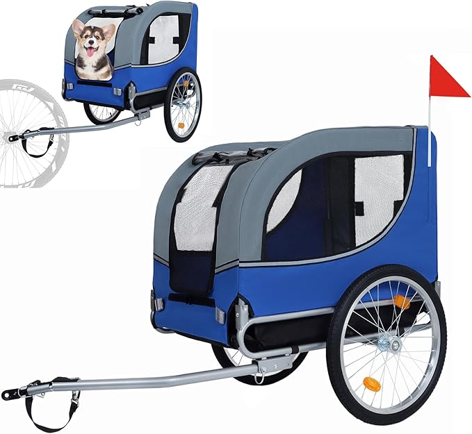 Large Dog Bike Trailer with 18.9" Wheels - 120LB Capacity Dog Trailer for Bike, Foldable Pet Bike Trailer for All-Terrain Cycling, Jogging & Camping