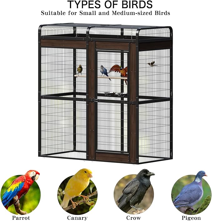 Large Bird Cage for Parakeets Outdoor Bird Aviary Parrot Cage with Perch, Birdcage for Macaws Canaries Parrots Budgie Lovebirds-Black (2 Box Set)