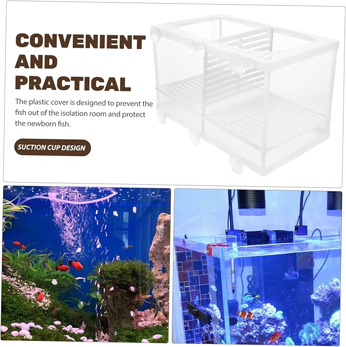Happyyami 2pcs Aquarium Fish Breeding Box with Suction Cups Multifunctional Isolation Divider for Newborns and Pregnant Fish