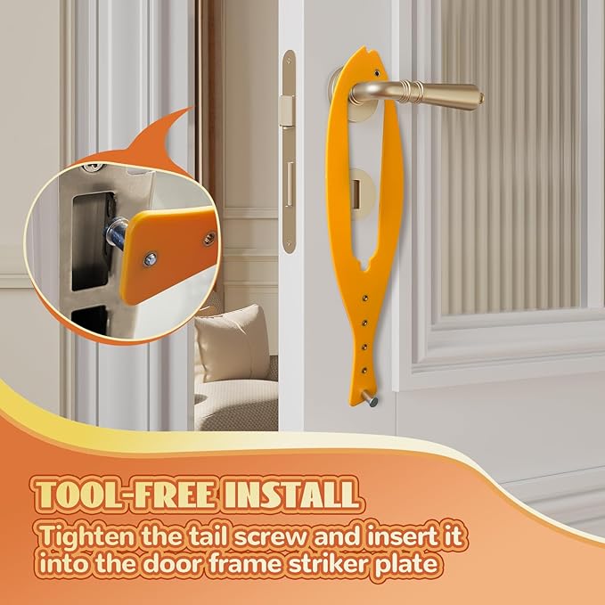 TGIOW Cat Door Latch, 2 Pcs Cat Door Stopper Pet Door Latch to Keep Dog Out of Litter Box and Food, Door Prop for Cat with 5 Adjustable Size Strap 2.5-6" Wide, No Measuring, Easy to Install, Yellow