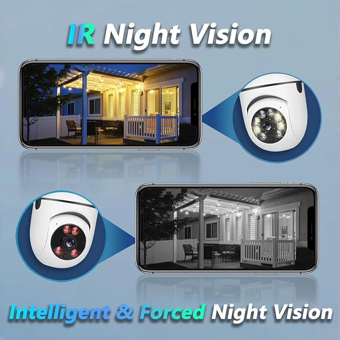 Light Bulb Security Camera,2K Wireless Light Bulb Camera for Pet Camera, 360 ° PTZ Light Socket Camera with Motion Detection Auto Tracking